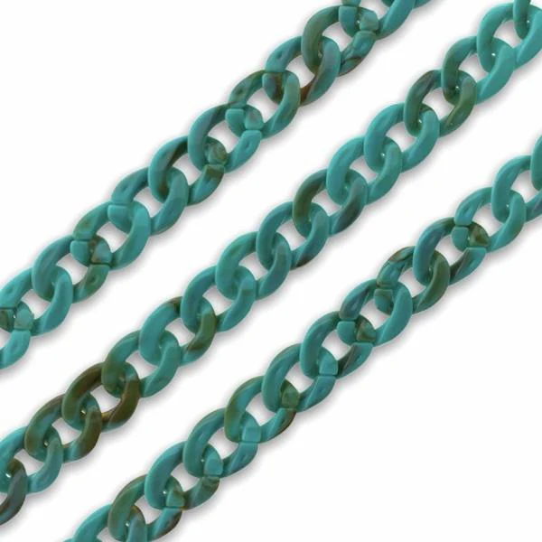 Acrylic chain turquoise 13x10mm - prijs per ±20cm