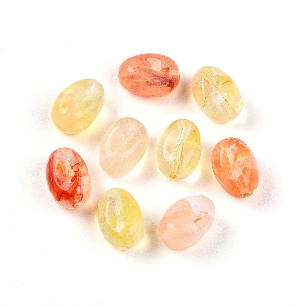 Acrylkralen Ovaal Honey Gold / Peach 14mm - per 8 stuks - Image 2