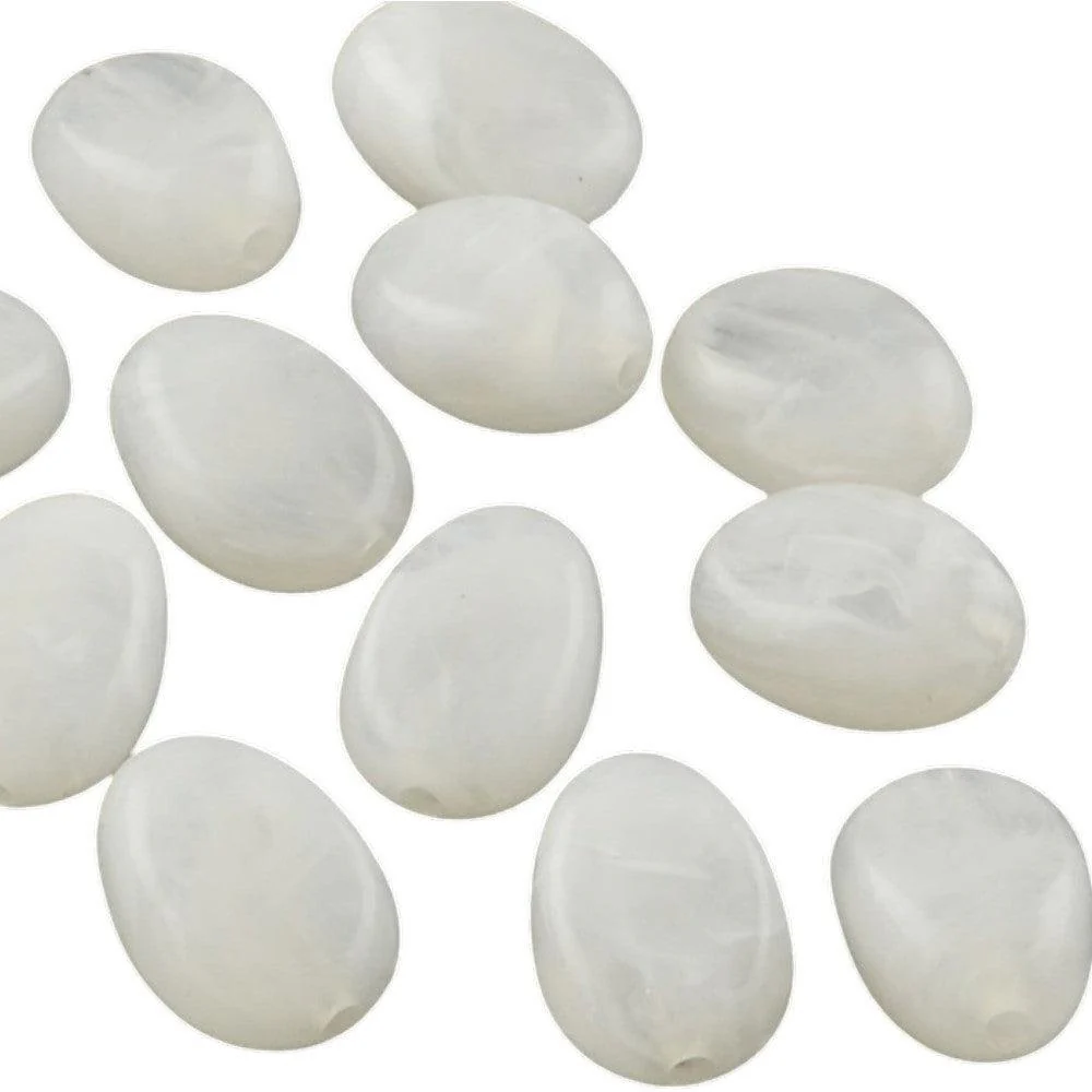 Acrylkralen ovaal Wit 18mm - per stuk