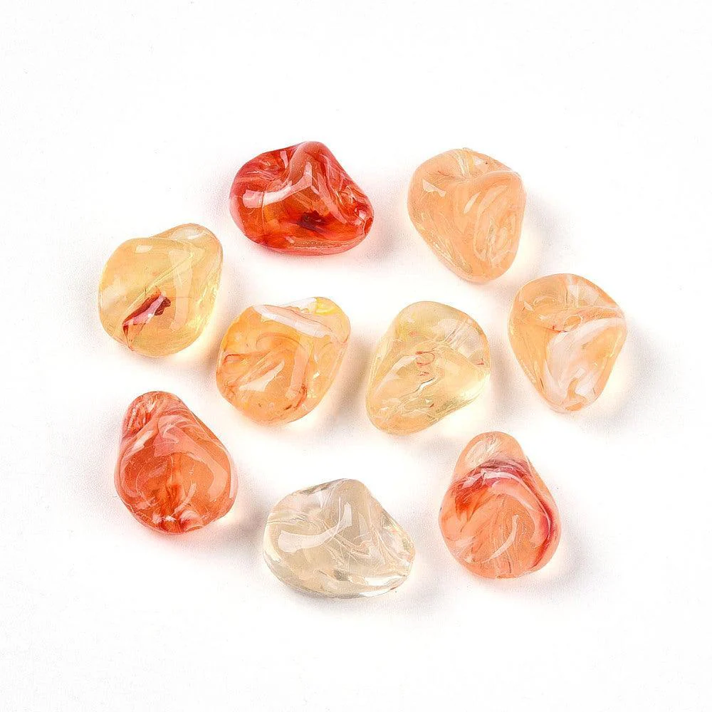 Acrylkralen Nugget Peach Oranje 16mm - per 6 stuks - Image 2