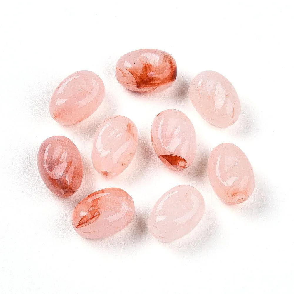 Acrylkralen Ovaal Zalm 14mm - per 8 stuks - Image 2