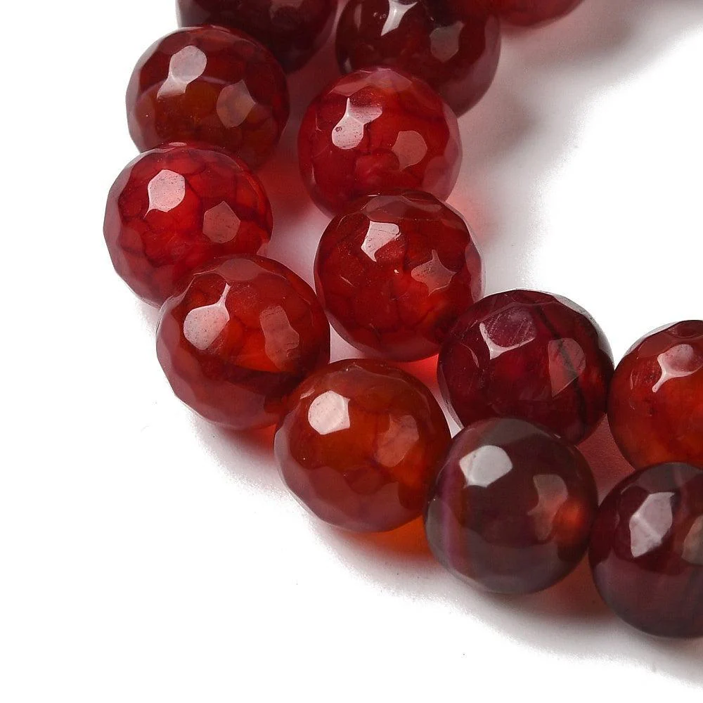 Agaat Dragon Veins facet Donker Rood/Roze 8mm - per stuk - Image 2