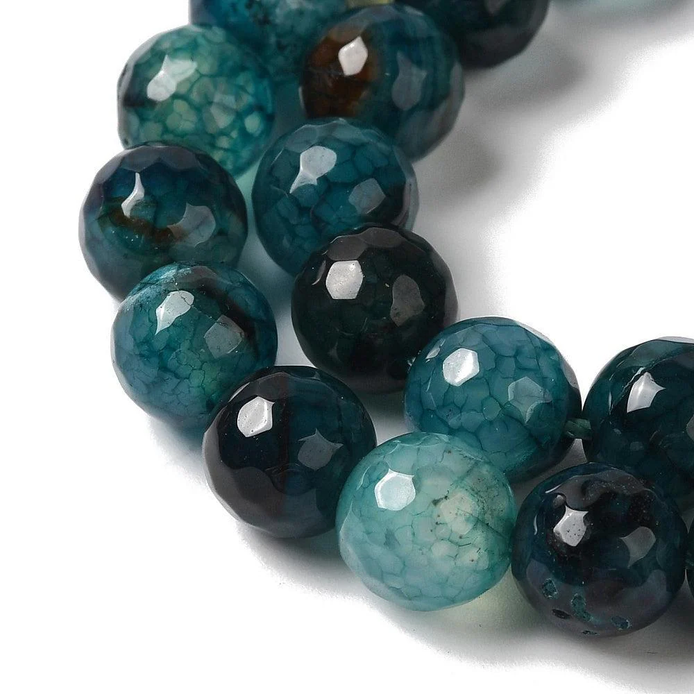 Agaat Dragon Veins facet Donker Turquoise groen 8mm - per stuk - Image 2