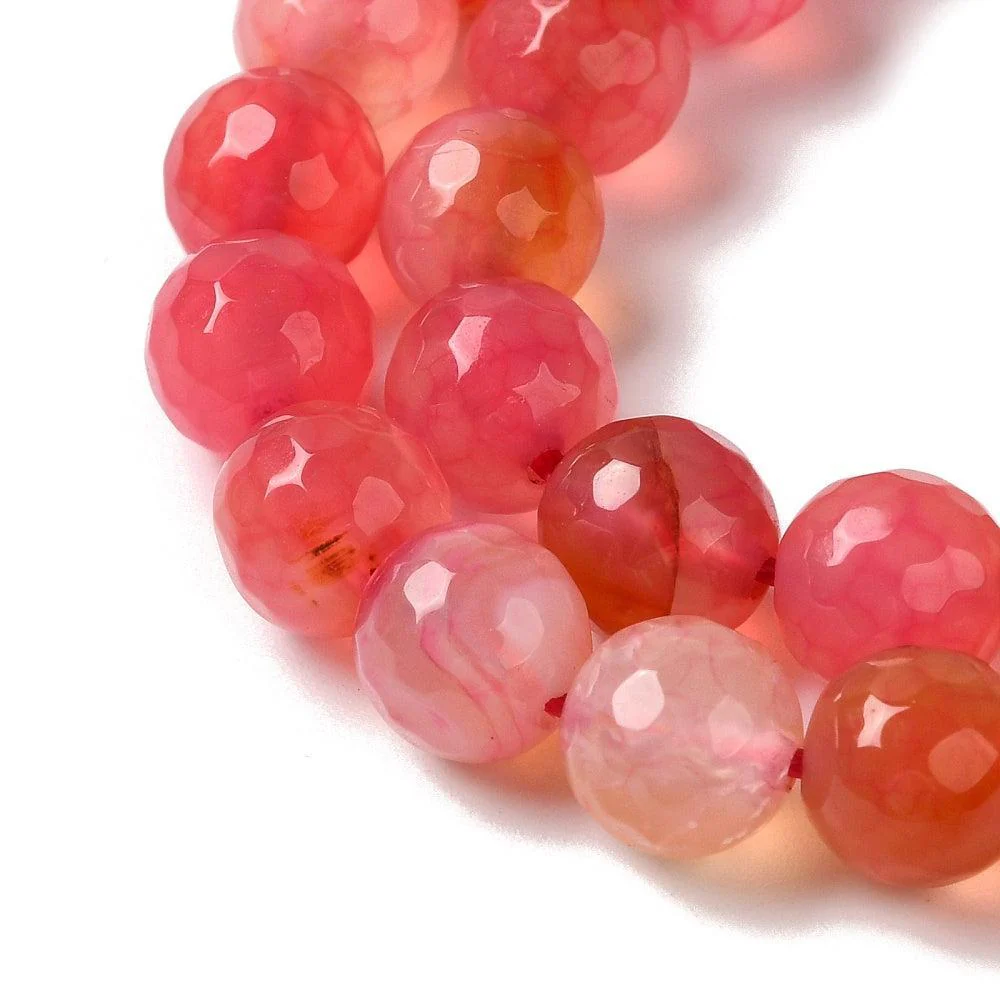 Agaat Dragon Veins facet Oranje Roze 8mm - per stuk - Image 2