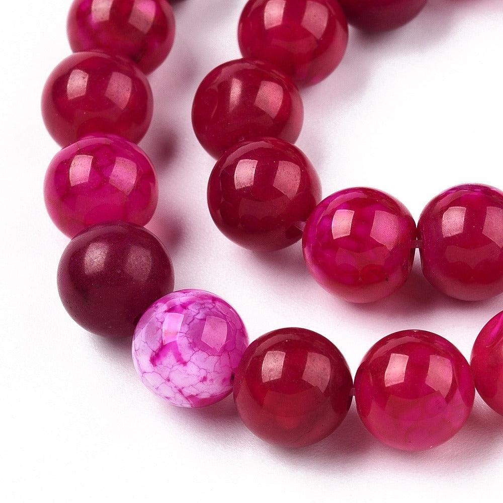 Agaat rond Fuchsia Roze 8mm - per stuk - Image 2