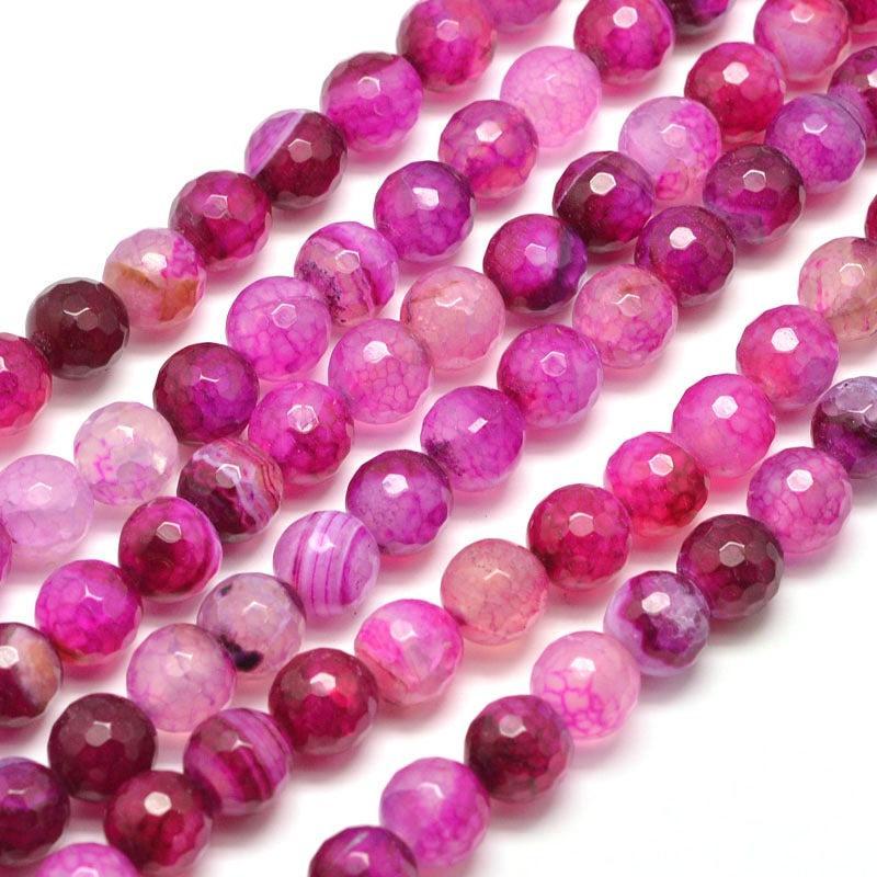 Agaat Striped facet Roze 8mm - per stuk