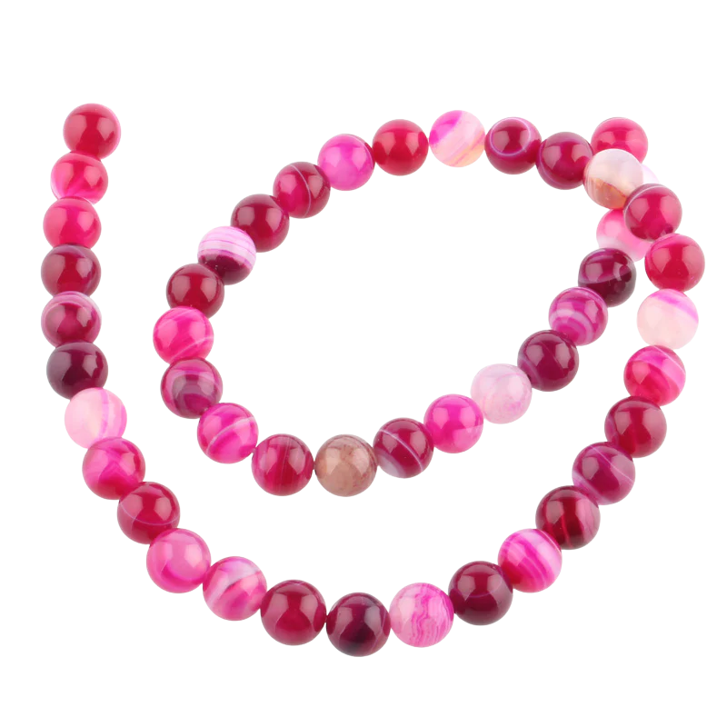 Agaat Striped rond Deep Pink 8mm - per stuk - Image 2