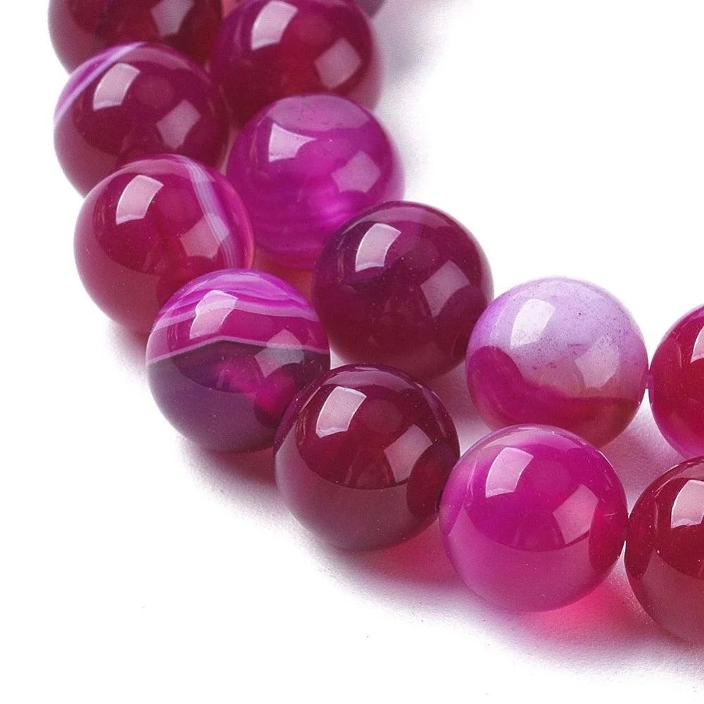 Agaat Striped rond  Hot Pink 6mm - per 15 stuks - Image 2