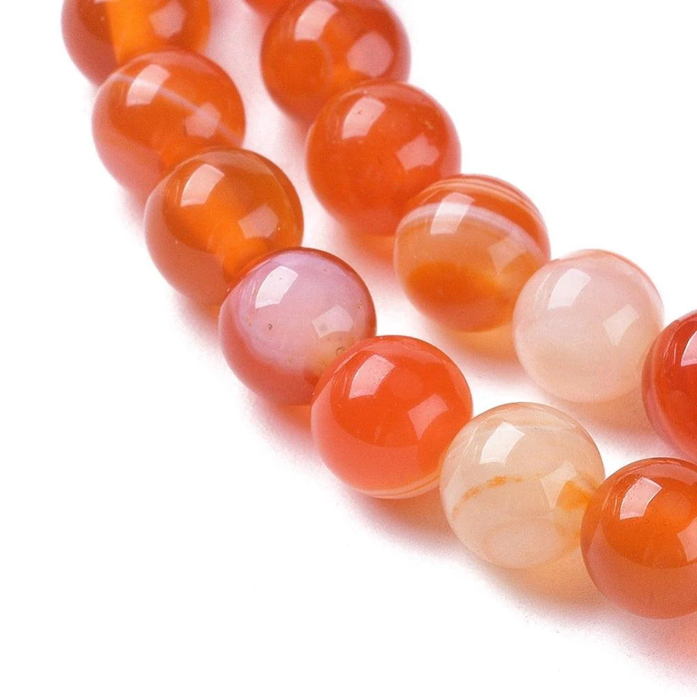 Agaat Striped rond Koraal Oranje 6mm - per 15 stuks - Image 2