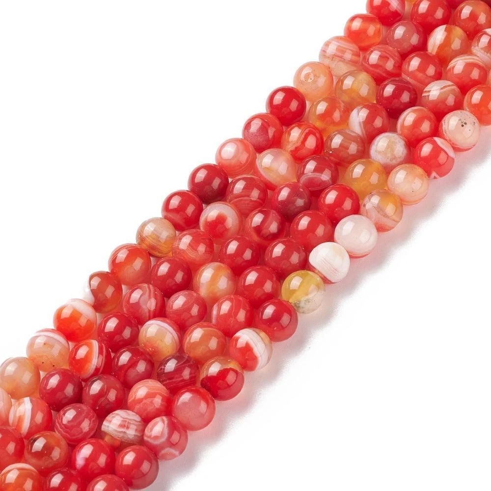 Agaat Striped rond Oranje 8mm - per stuk