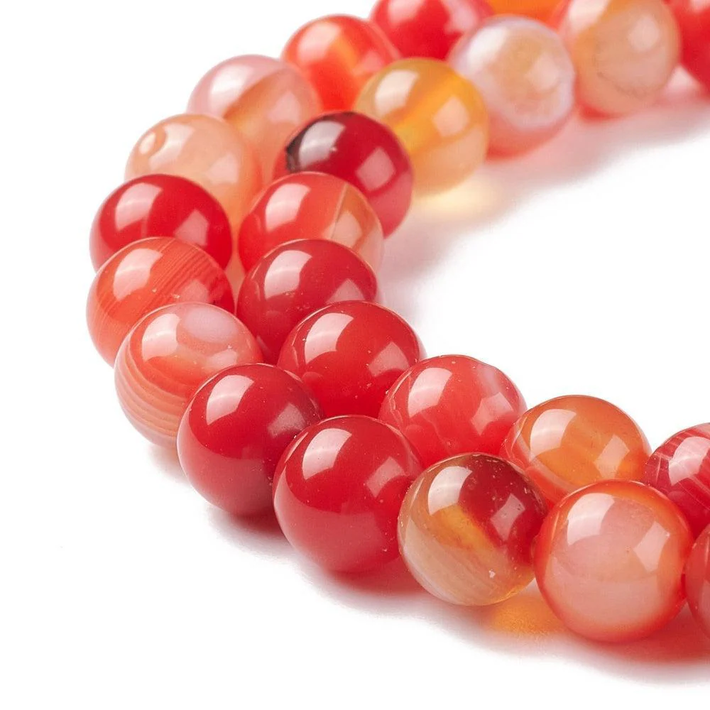 Agaat Striped rond Oranje 8mm - per stuk - Image 2