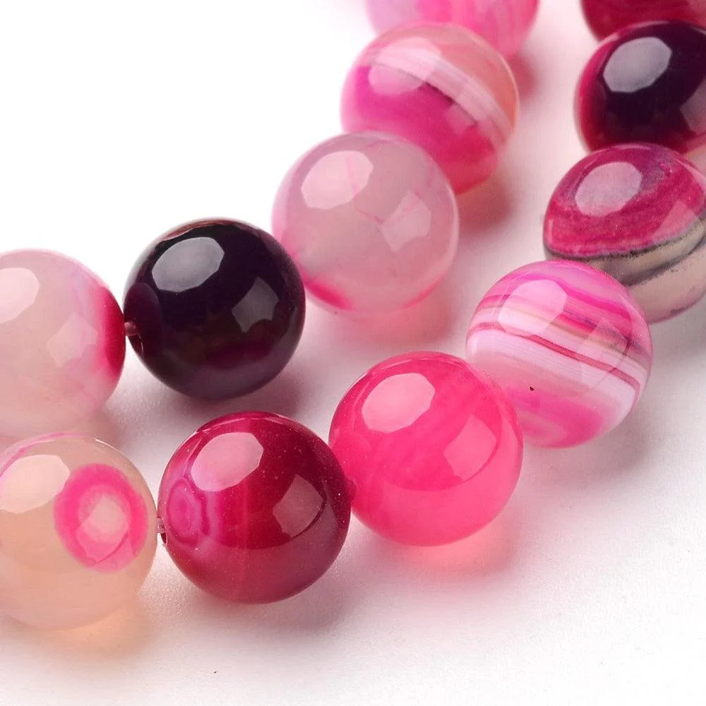Agaat Striped rond Roze 8mm - per stuk - Image 2