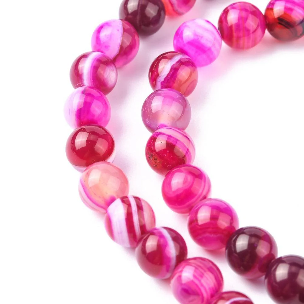 Agaat Striped rond Roze 8mm - per stuk - Image 2