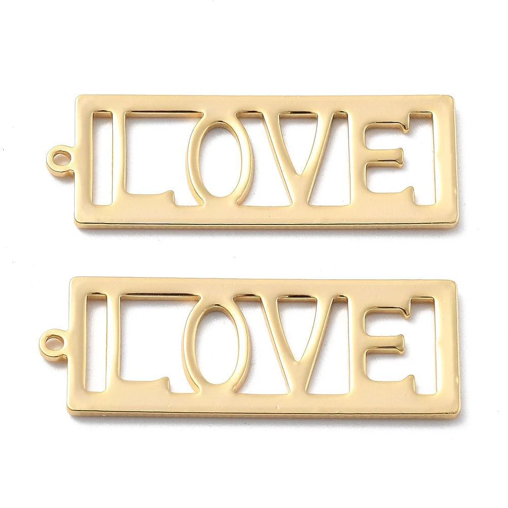 Bedel LOVE 18K brass goud 32mm- per stuk