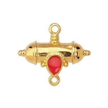 Bedel tussenzetsel barrel roze DQ 24k goud 23,5mm - per stuk