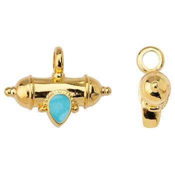 Bedel barrel turquoise DQ 24k goud 32mm - per stuk