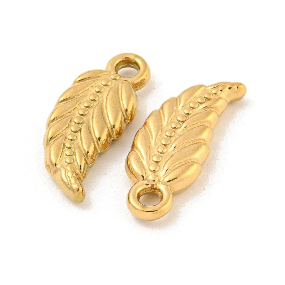 Bedel blaadje 18K RVS goud 18x9mm
