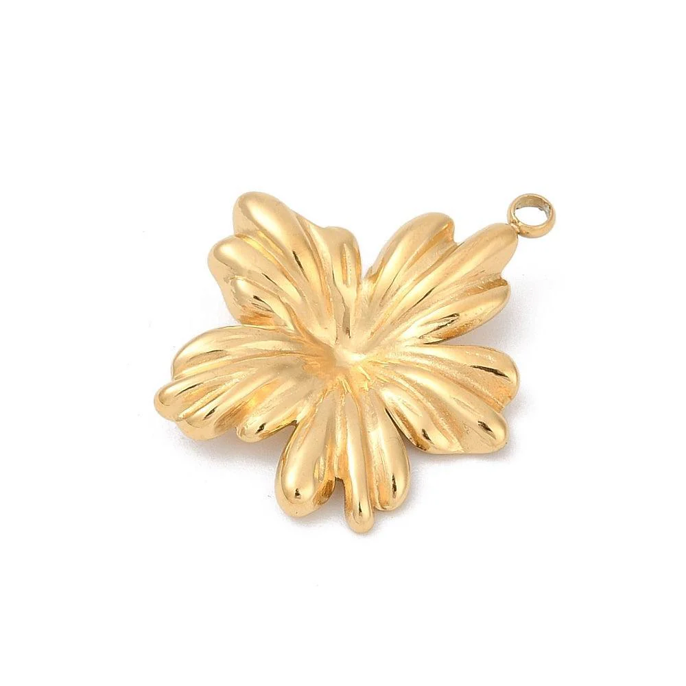 Bedel bloem 18K RVS goud 22mm - per stuk - Image 2