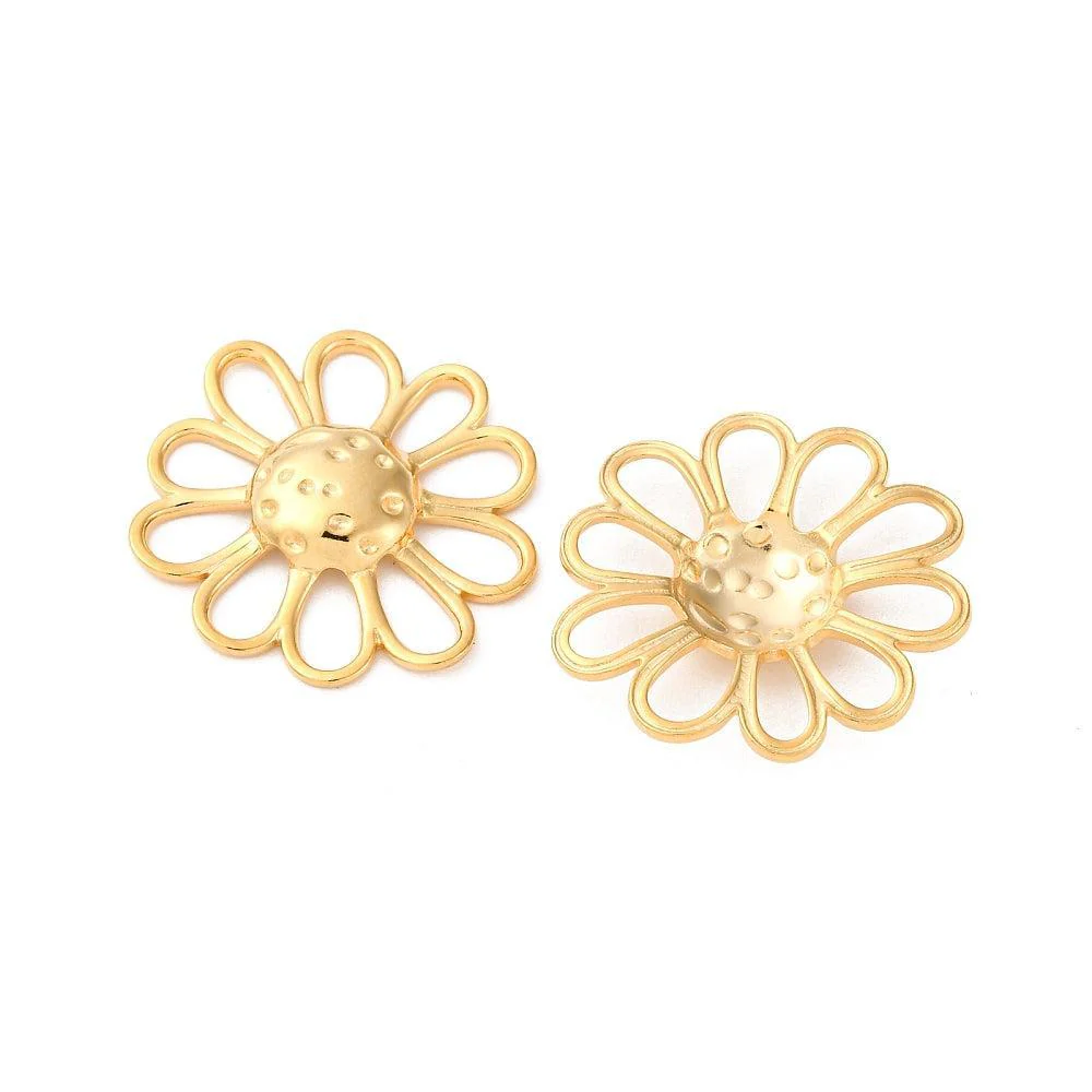 Bedel bloem 18K RVS Goud 23mm - per stuk