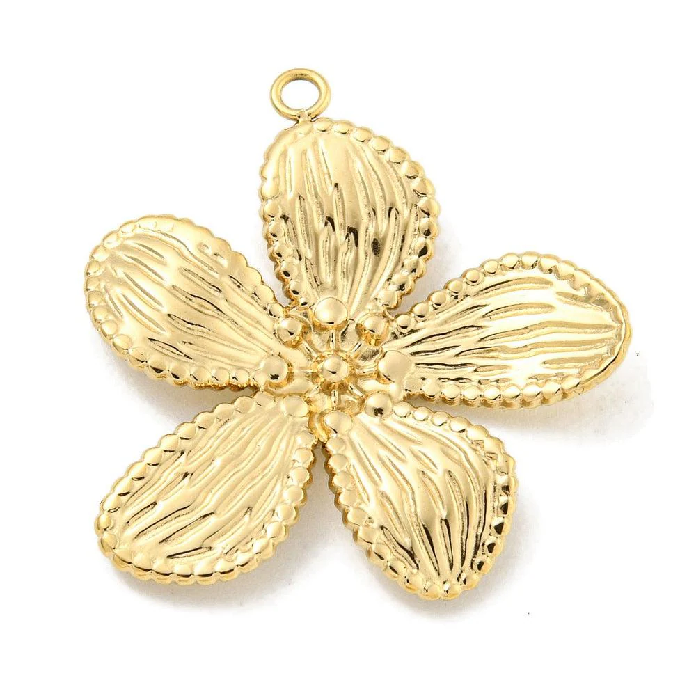 Bedel bloem 18K RVS goud 28x27mm - per stuk