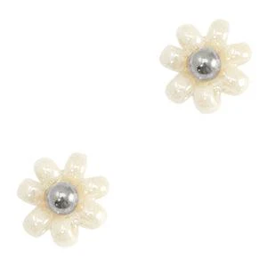 Bedel miyuki bloem beige zilver 8mm