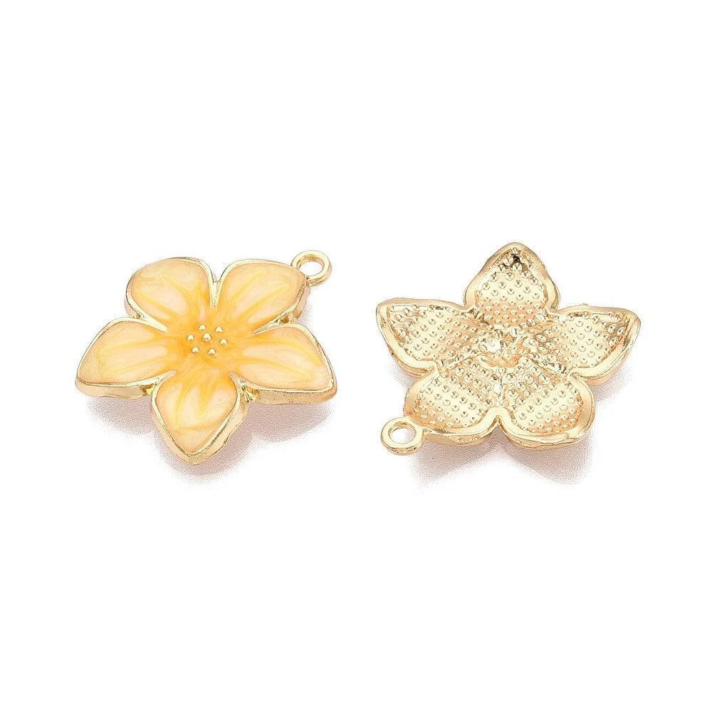 Bedel Bloem Emaille Licht Goud / Geel 28mm - per stuk - Image 2