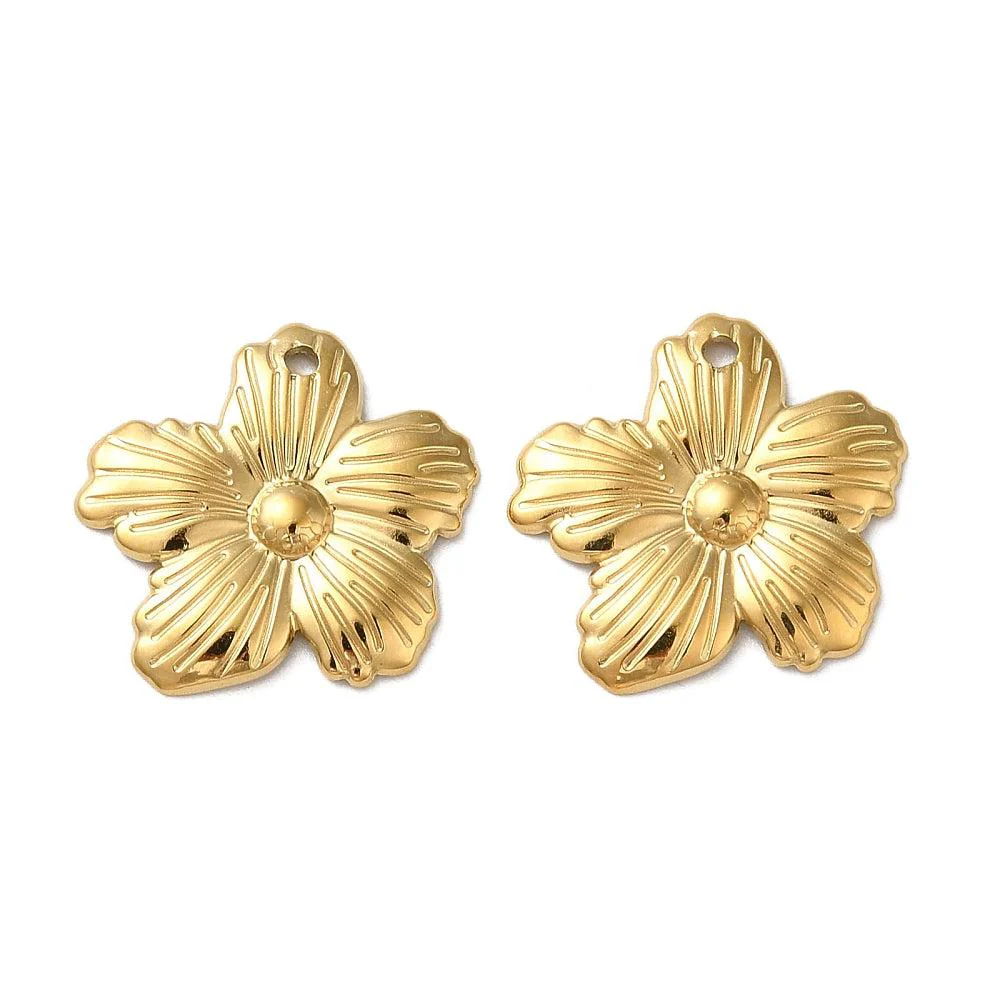 Bedel bloem goud 18K RVS 17x18mm