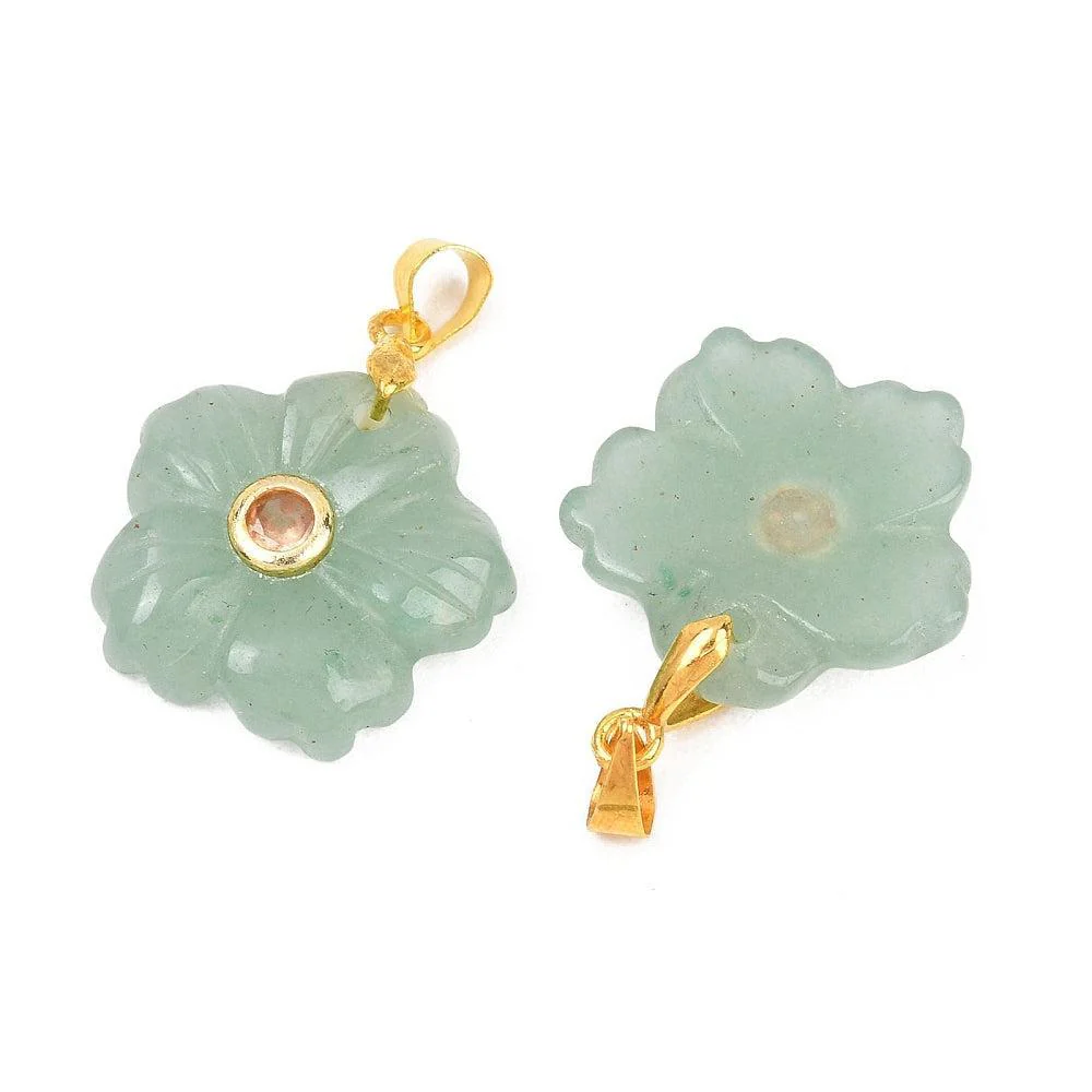 Bedel Bloem Groene Aventurijn Goud 23mm - per stuk - Image 3