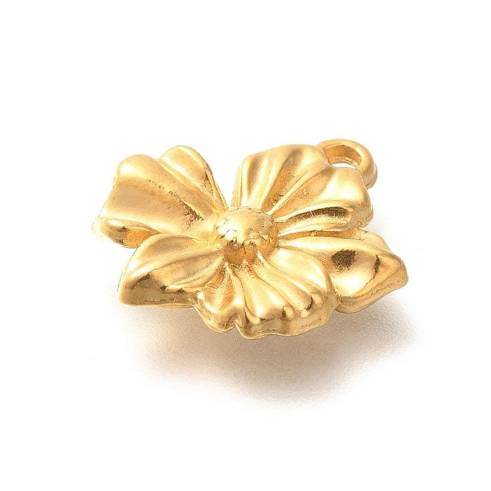 Bedel Bloem RVS 18K Gold Plated 18x17mm - per stuk - Image 2