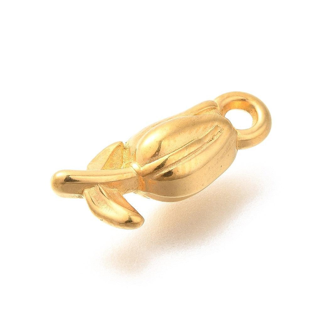 Bedel Bloem RVS 18K Gold Plated 19x7mm - per stuk - Image 2