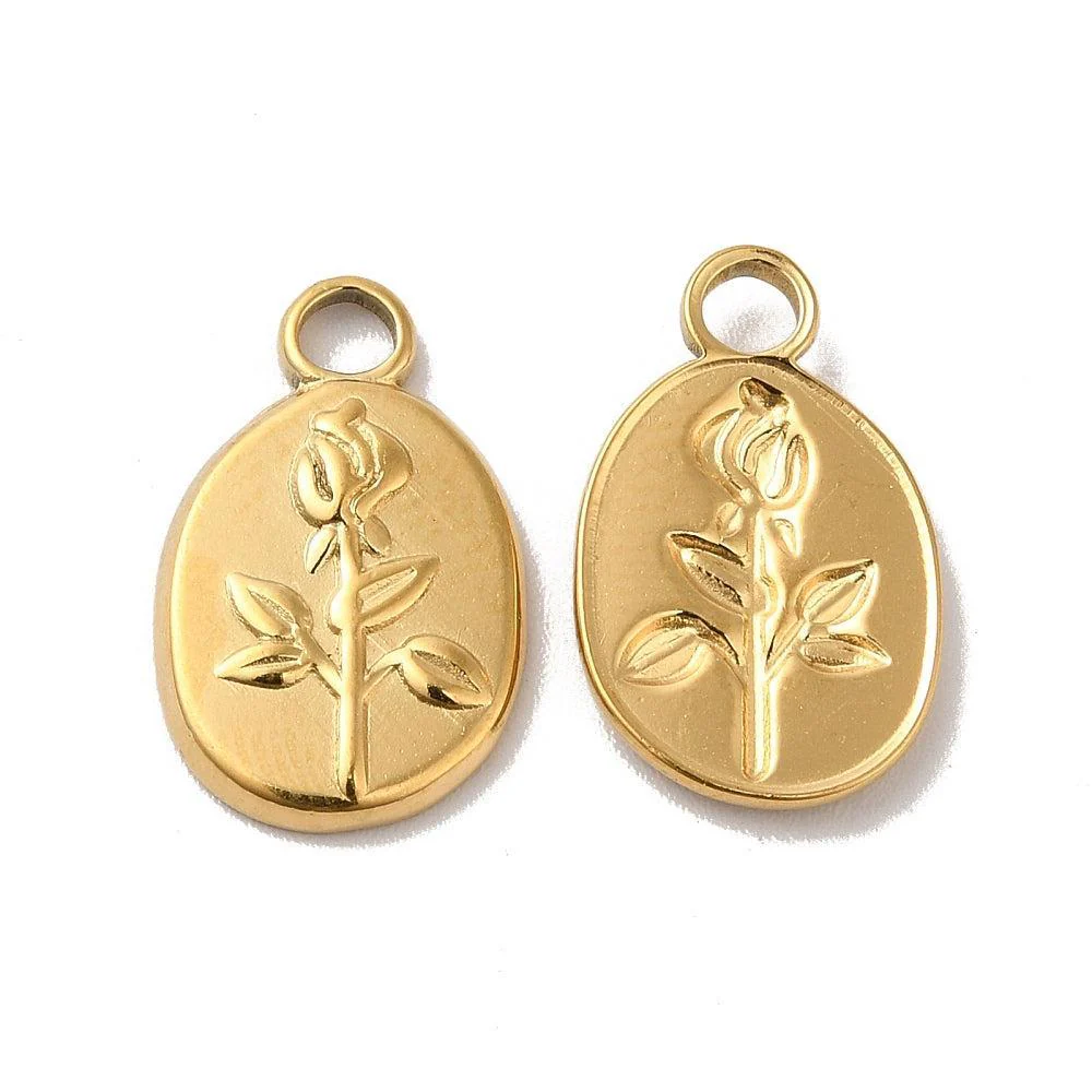 Bedel bloem RVS 18K Goud 17mm - per stuk