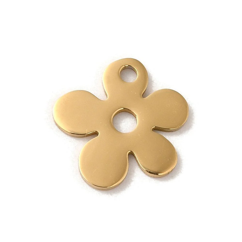 Bedel bloem RVS Goud 13mm - per stuk