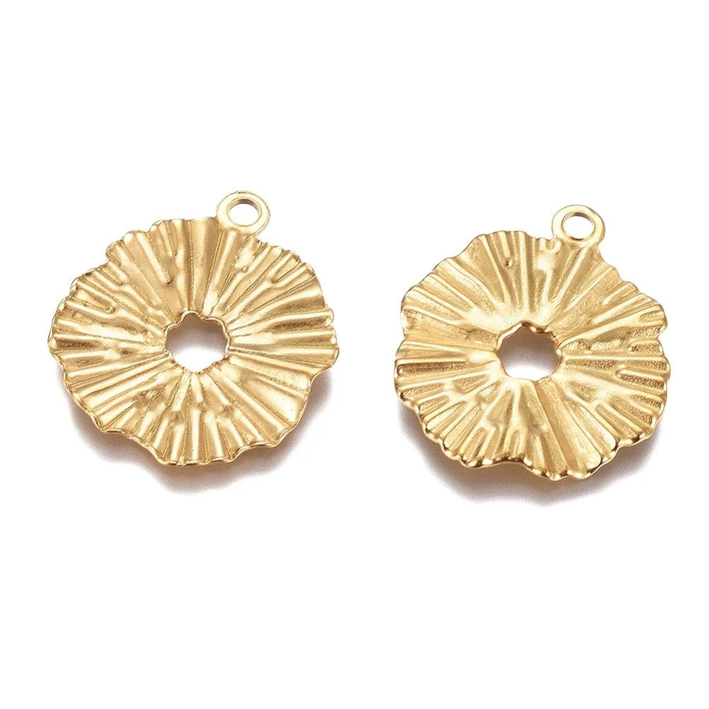 Bedel bloem RVS goud 21x18mm