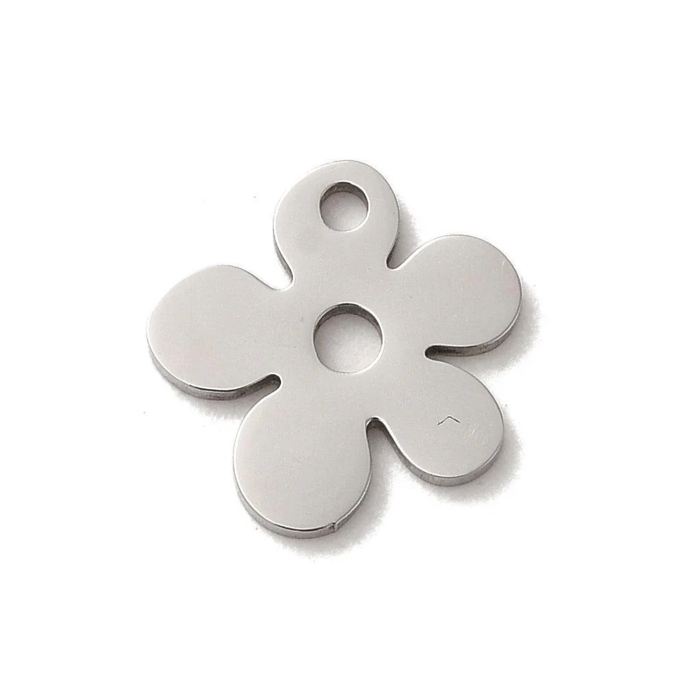 Bedel bloem RVS Zilver 13mm- per stuk
