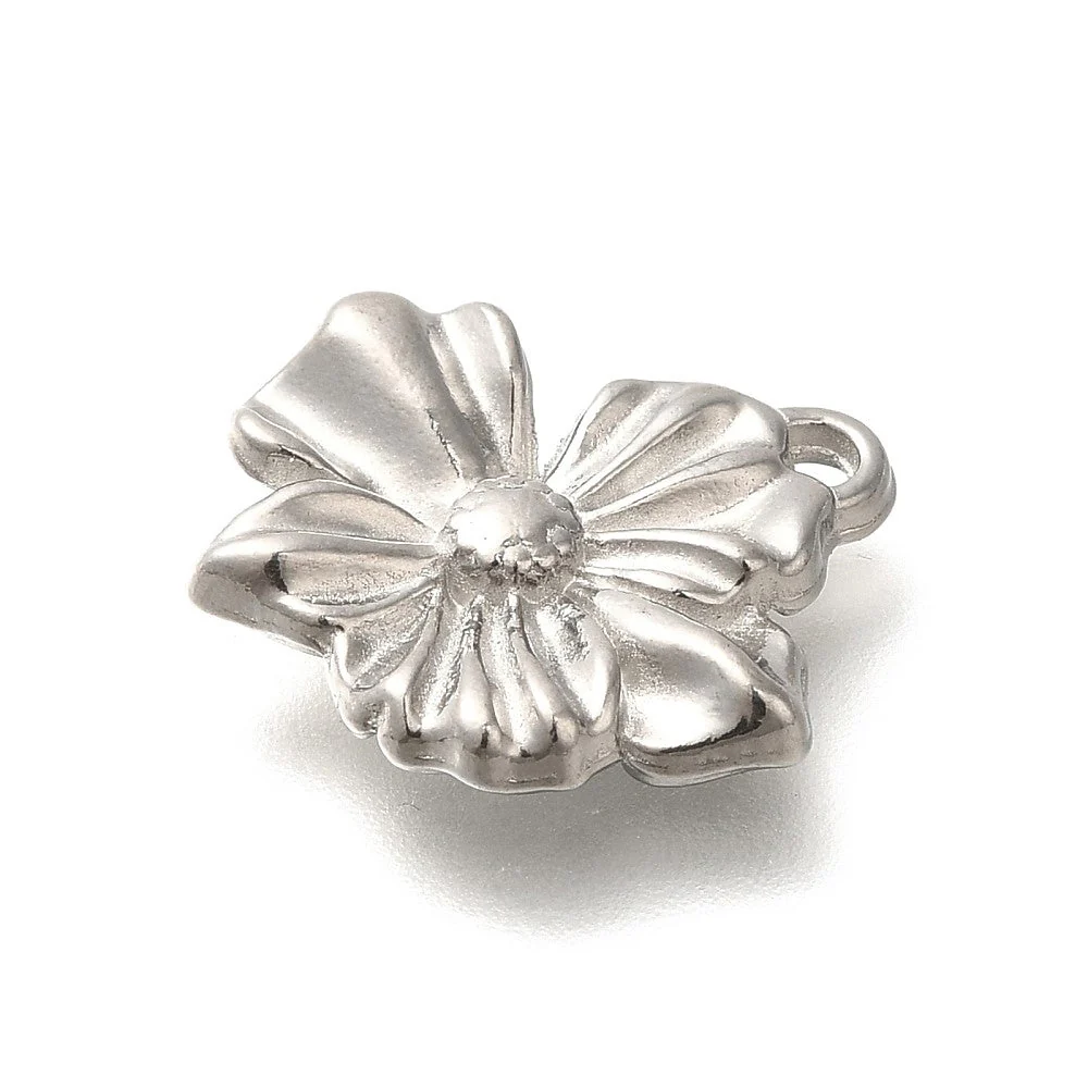Bedel Bloem RVS zilver 18x17mm - per stuk - Image 2