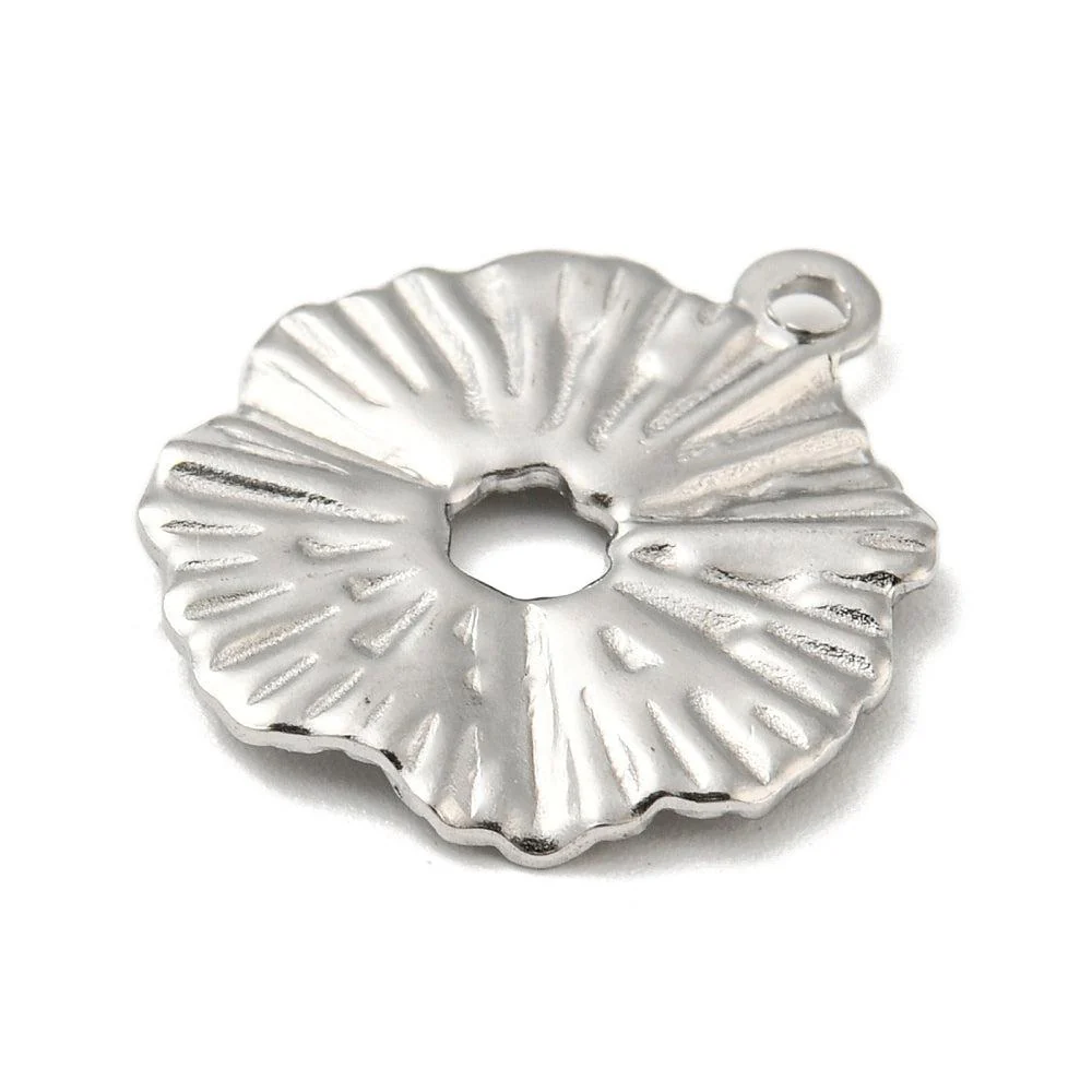 Bedel bloem RVS zilver 21x18mm