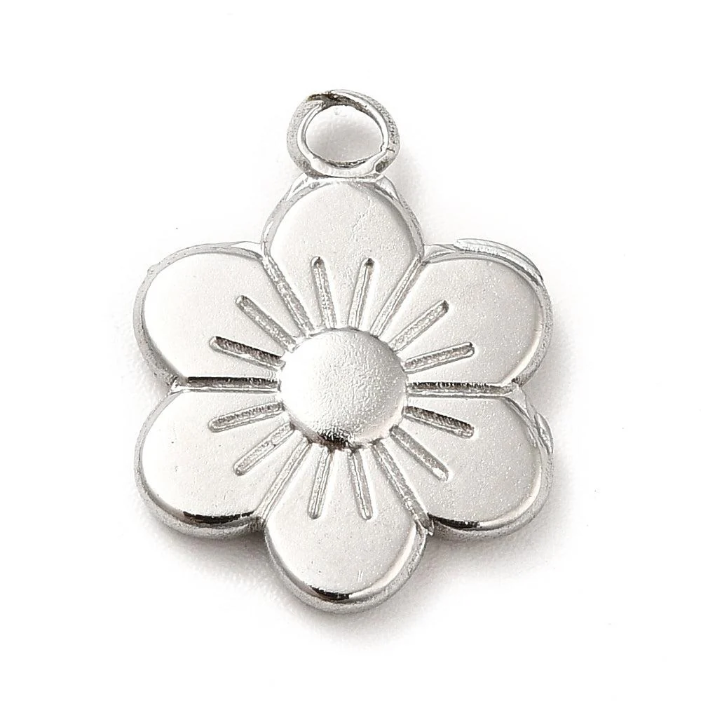 Bedel bloem Stainless steel zilver 19mm