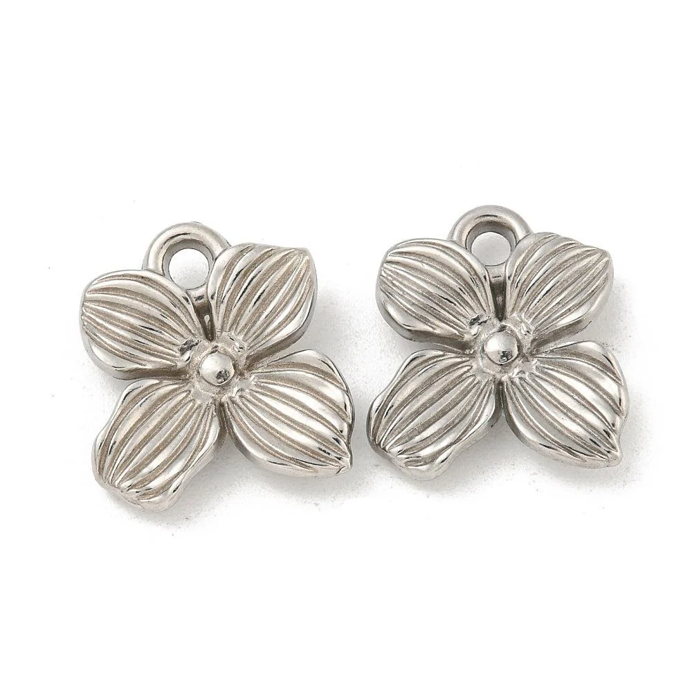 Bedel bloem zilver RVS 17x16mm