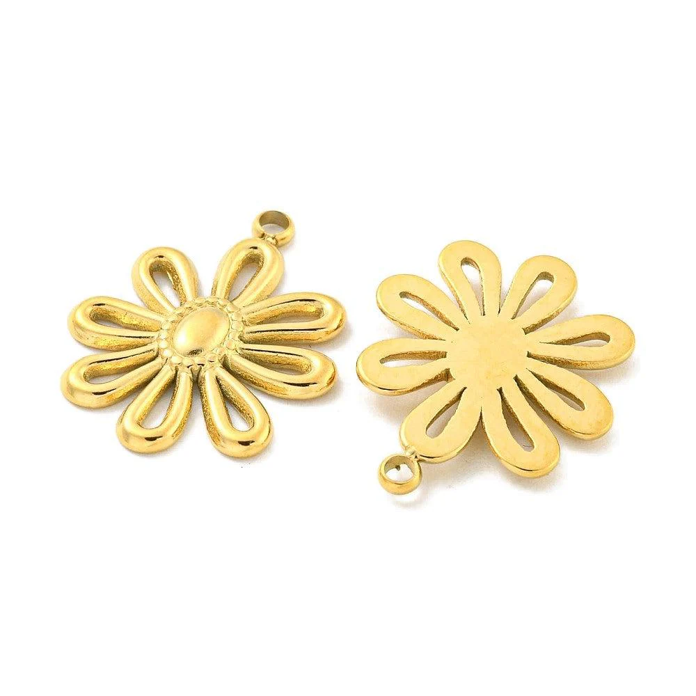 Bedel Bloemetje RVS 18K Gold Plated 19x15mm - per stuk - Image 2