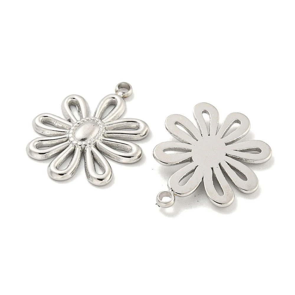 Bedel Bloemetje RVS zilver 19x15mm - per stuk - Image 2