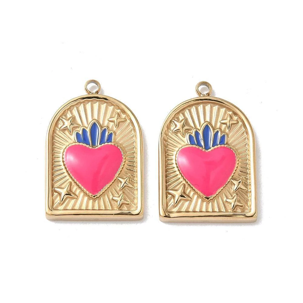 Bedel Boog met hartje Roze 18k Gold Plated 21mm- per stuk