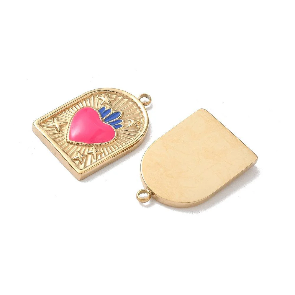 Bedel Boog met hartje Roze 18k Gold Plated 21mm- per stuk - Image 2