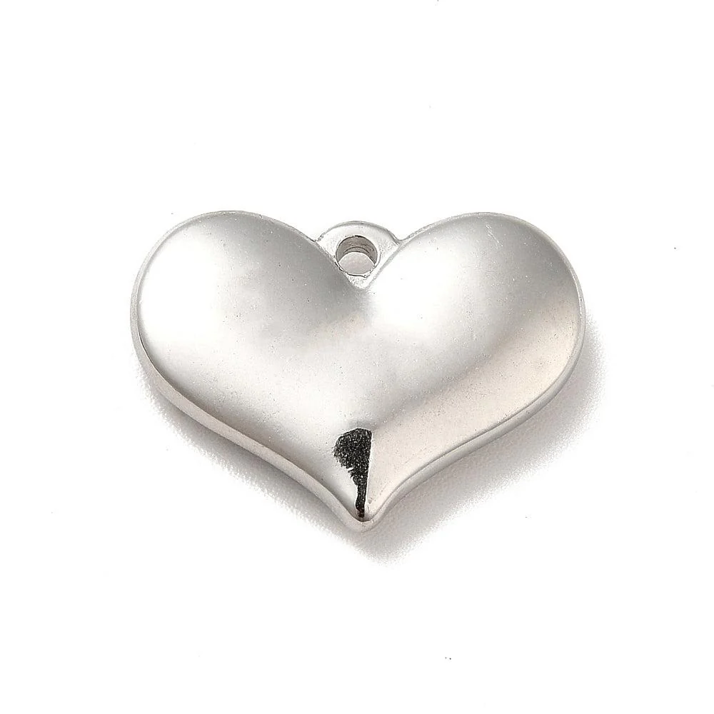Bedel breed hart Stainless steel zilver 20mm