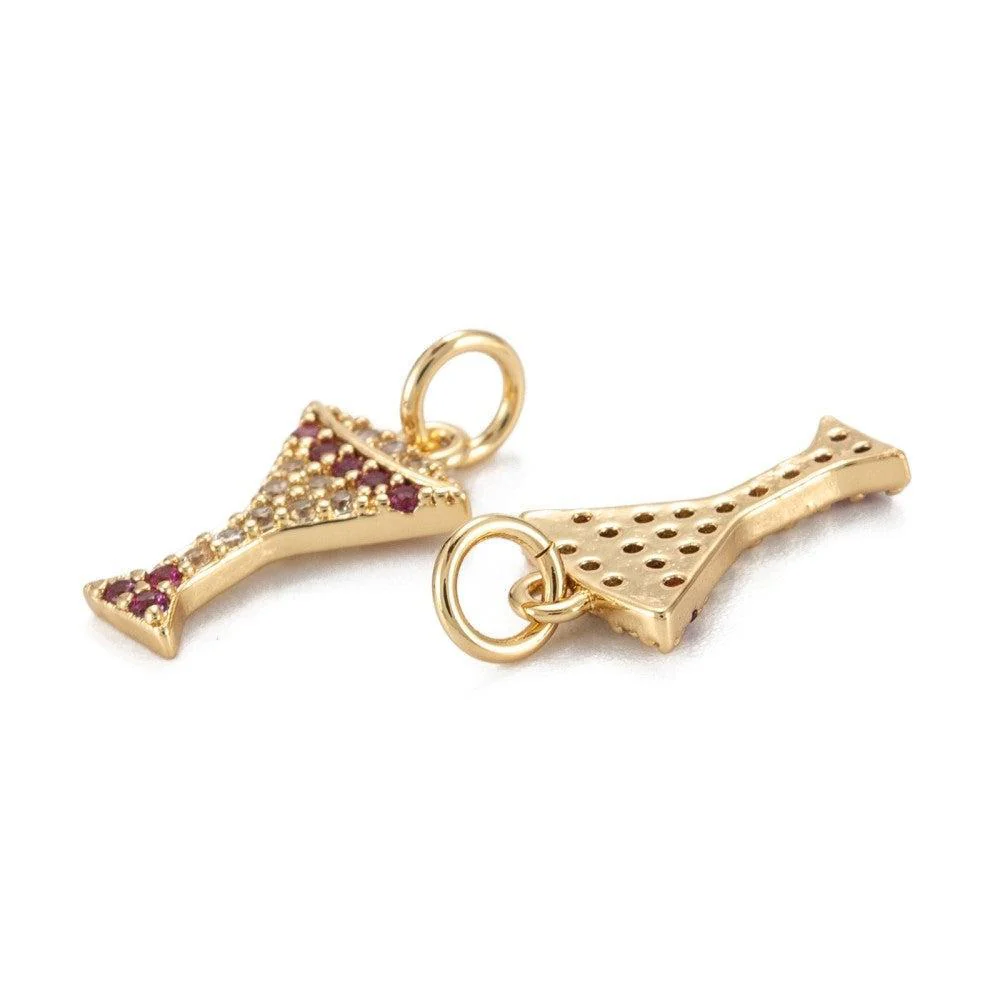 Bedel cocktail zirconia roze 18K Gold plated 12mm - per stuk - Image 2