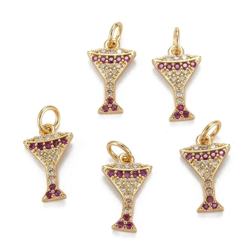 Bedel cocktail zirconia roze 18K Gold plated 12mm - per stuk - Image 3