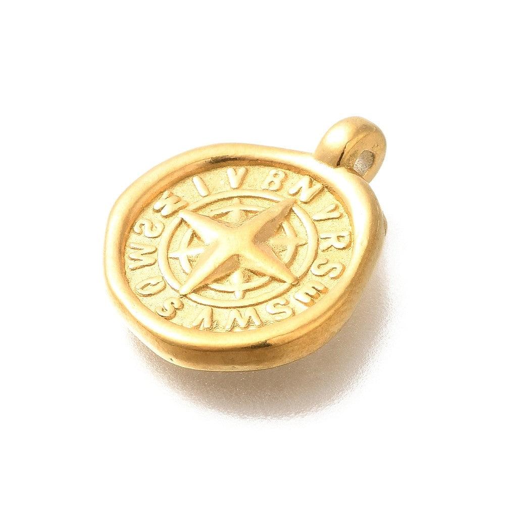 Bedel Compas RVS 18K Gold Plated 18x15mm - per stuk - Image 2