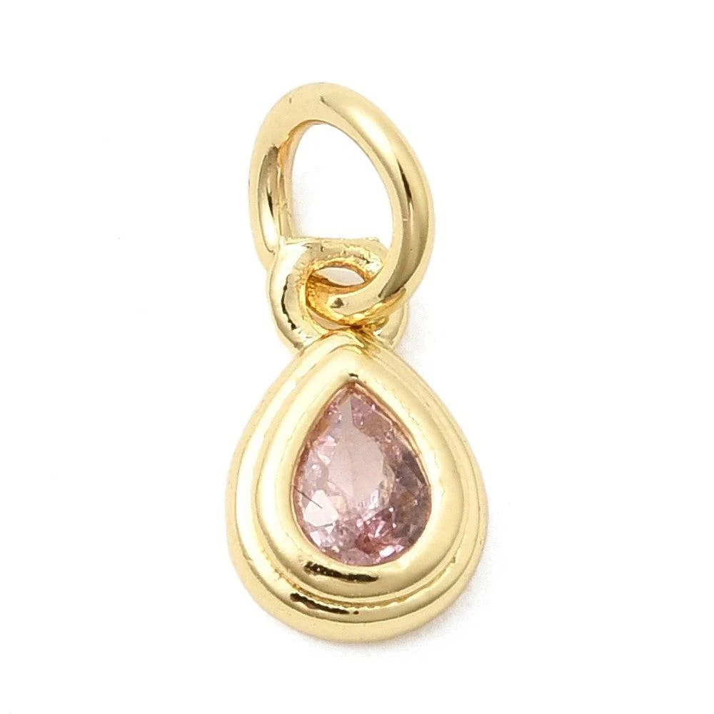 Bedel druppel zirconia 18K Gold plated 8mm - per stuk