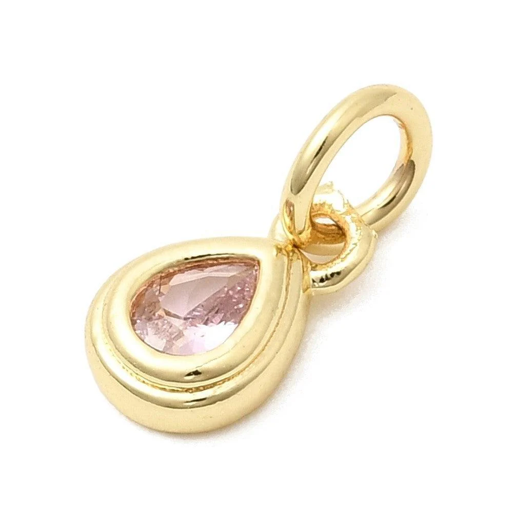 Bedel druppel zirconia 18K Gold plated 8mm - per stuk - Image 2