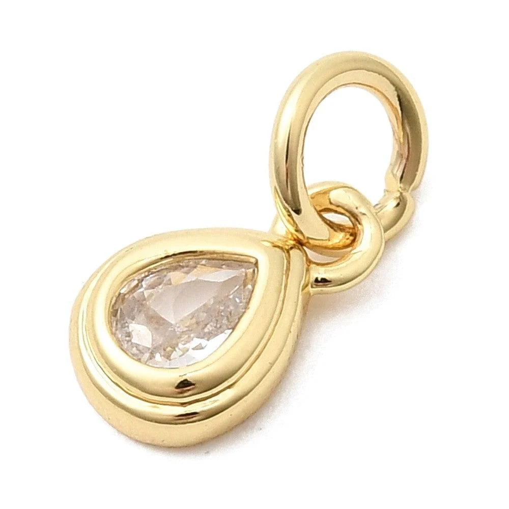 Bedel druppel zirconia 18K Gold plated 8mm - per stuk - Image 2