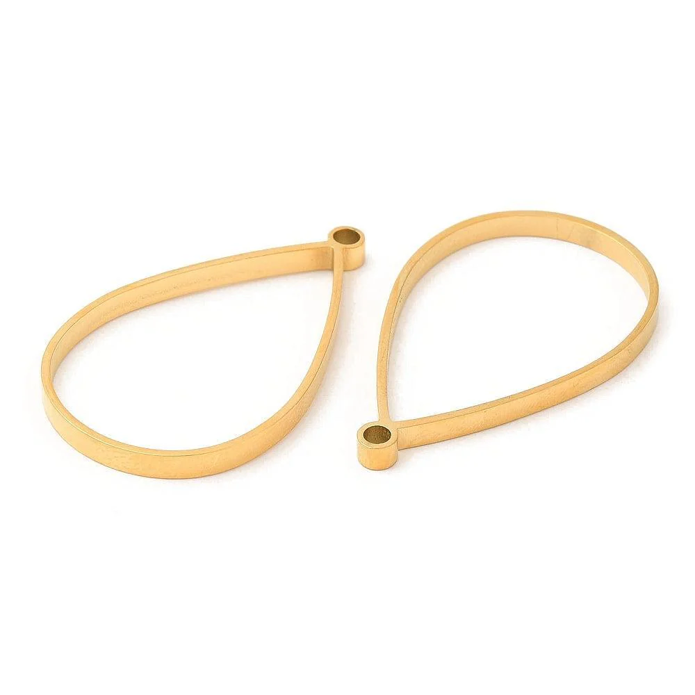 Bedel druppelvorm RVS 18K goud 40mm - per stuk - Image 2